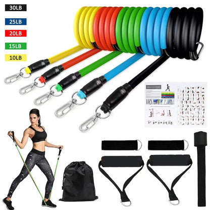 16PCS RESISTANCE BAND SET: HOME GYM FITNESS TRAINING