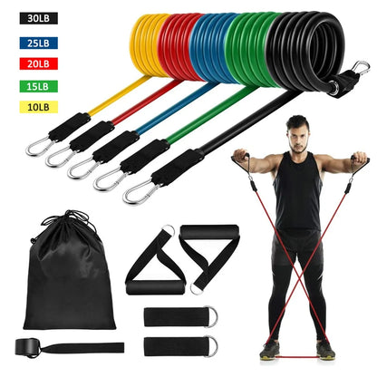 16PCS RESISTANCE BAND SET: HOME GYM FITNESS TRAINING